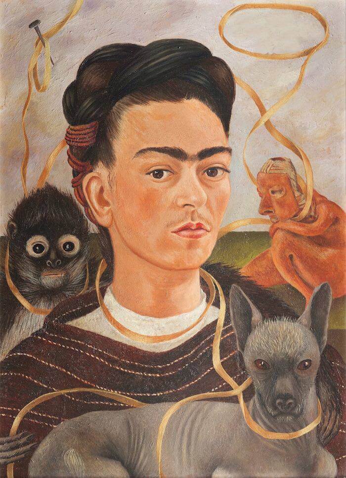 Reproduction of Self Portrait with Small Monkey - Frida Kahlo Reproduction of Self Portrait with Small Monkey - Frida Kahlo