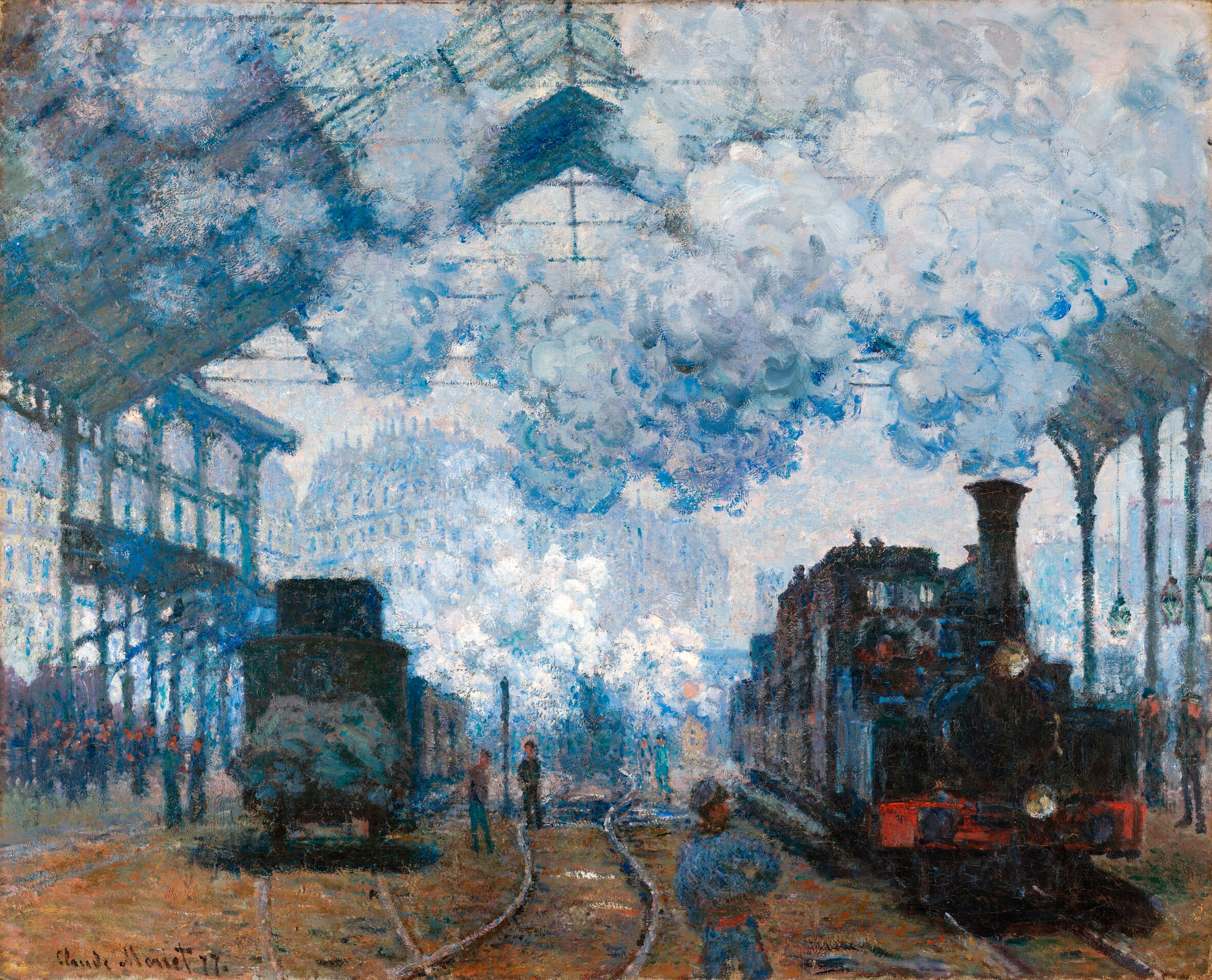 Reproduction of Saint-Lazare station, arrival of a train Claude
