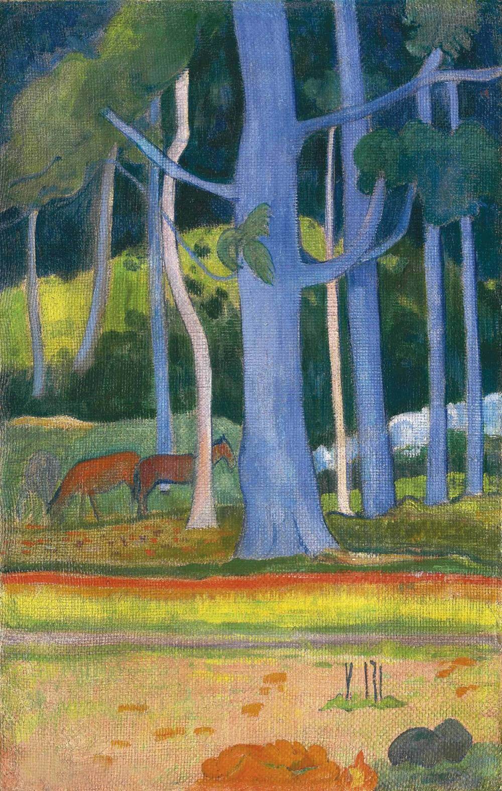 Reproduction of Landscape with blue trunks by Paul Gauguin