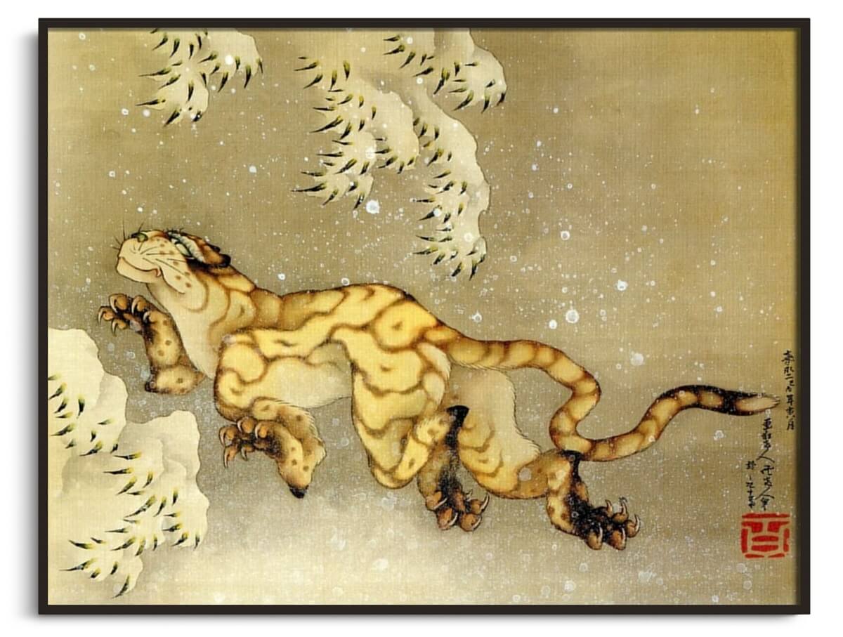 Reproduction de Tigre dans la neige de Hokusai – Galerie Mont-Blanc, image size:1200x907