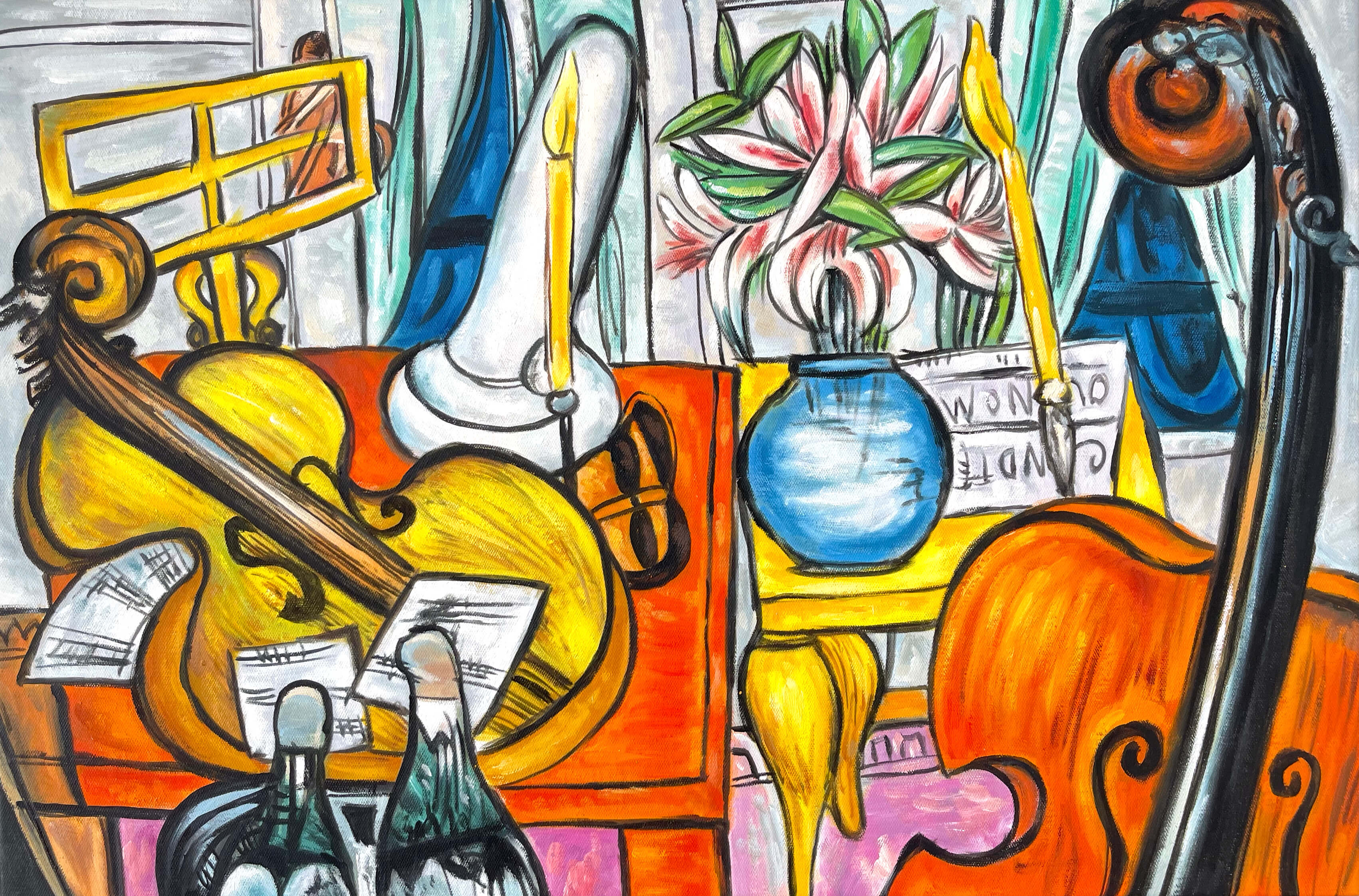 Reproduction of Still life with cello and double bass by Max