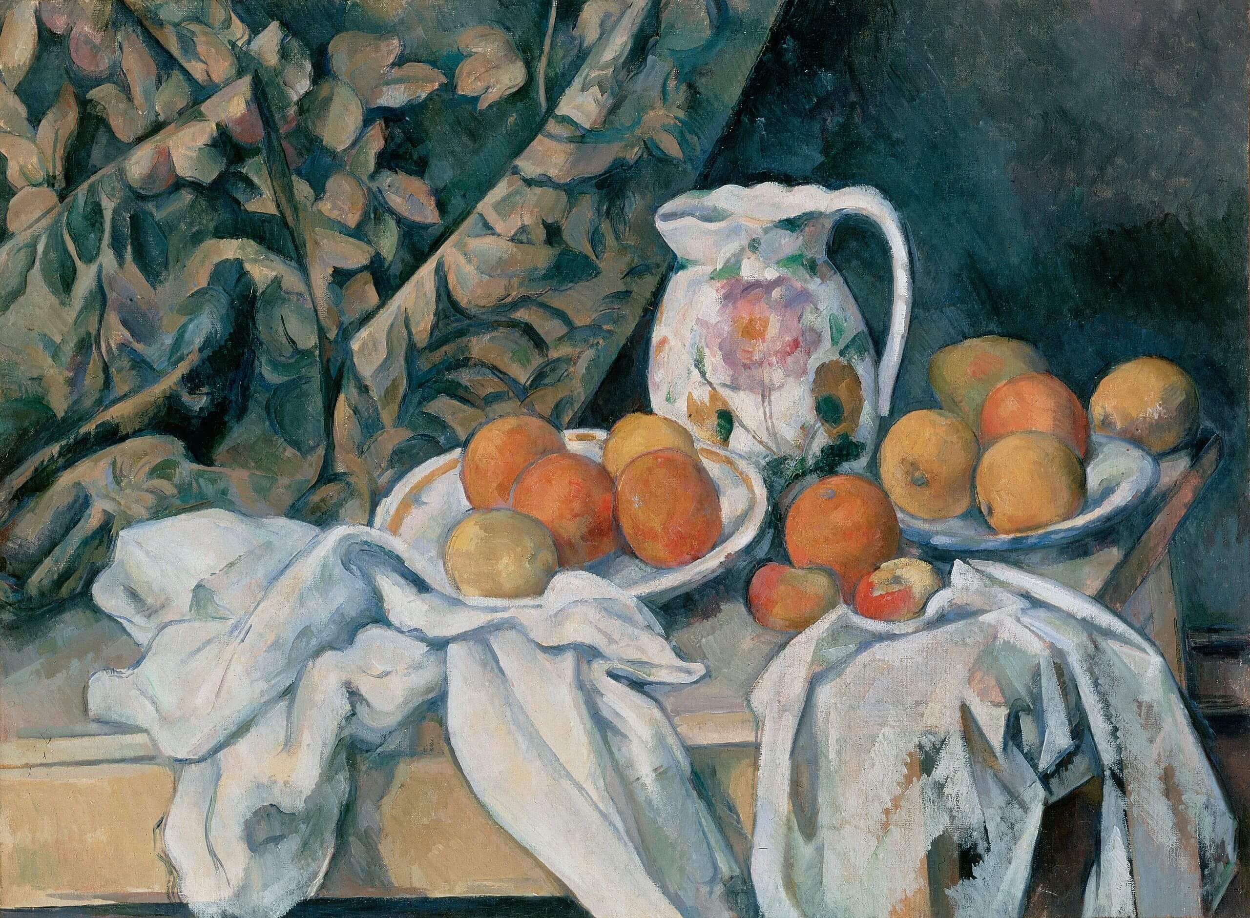 Reproduction of Still Life with a Curtain by Paul Cézanne