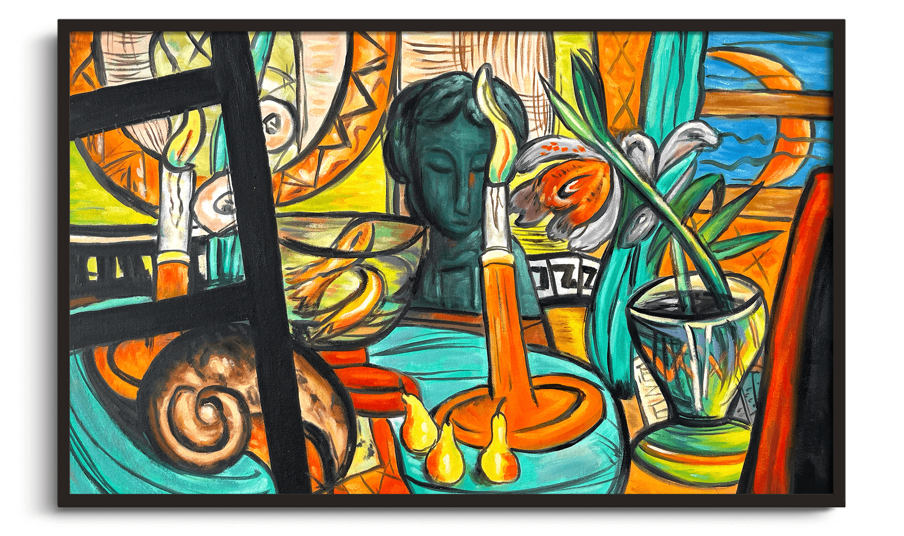 Reproduction of Still life with black plastic by Max Beckmann