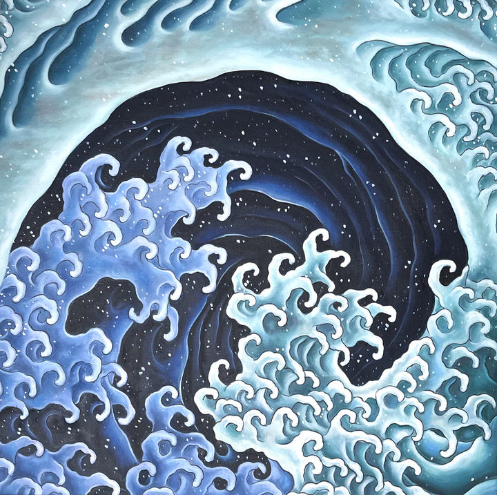 peinture de vague réalisée par hokusai