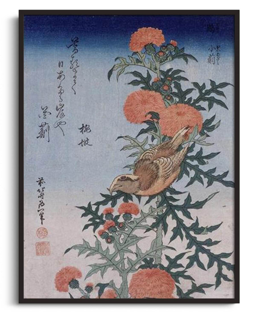 Bec-croisé et chardon - Hokusai