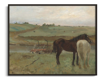 Horses in a meadow - Edgar Degas