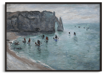 Étretat, la porte d'Aval: Fischerboote verlassen den Hafen - Claude Monet