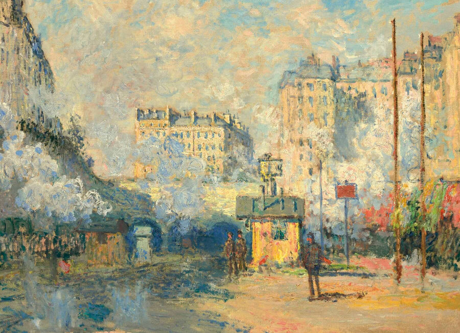 Außenansicht des Bahnhofs Saint-Lazare, Sonneneffekt - Claude Monet