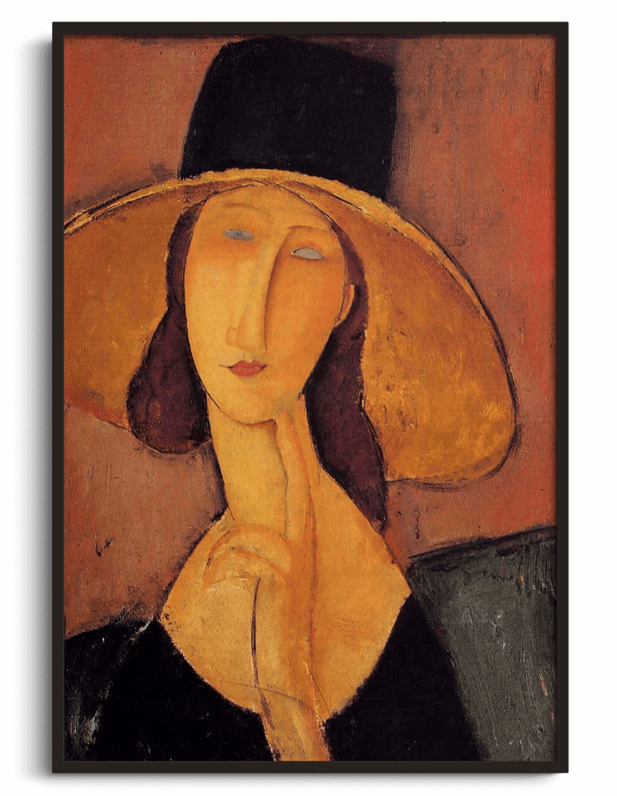 Jeanne Hébuterne mit großem Hut - Amedeo Modigliani