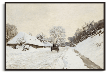The cart. Road under the snow in Honfleur - Claude Monet