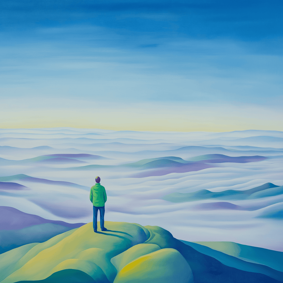 The Traveller over the Sea of Clouds x Hockney