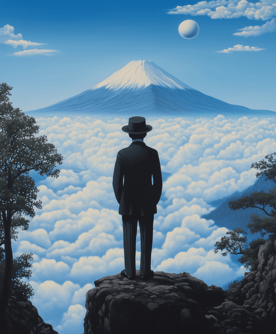 Der Reisende über dem Wolkenmeer x Magritte