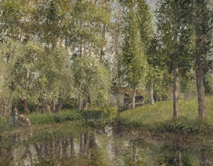 Le lavoir à Bazincourt - Camille Pissarro