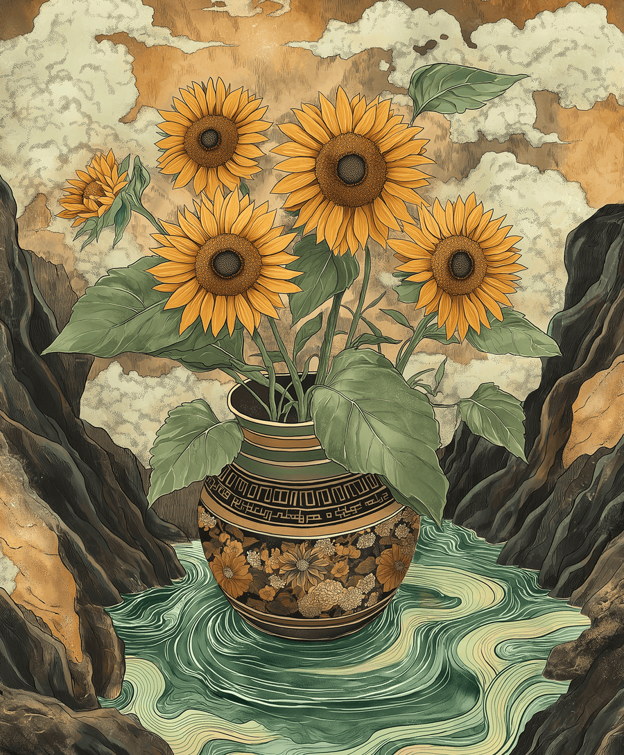 Sunflowers x Hokusai