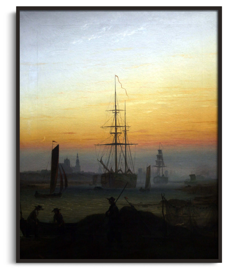 Navires dans le port de Greifswald - Caspar David Friedrich