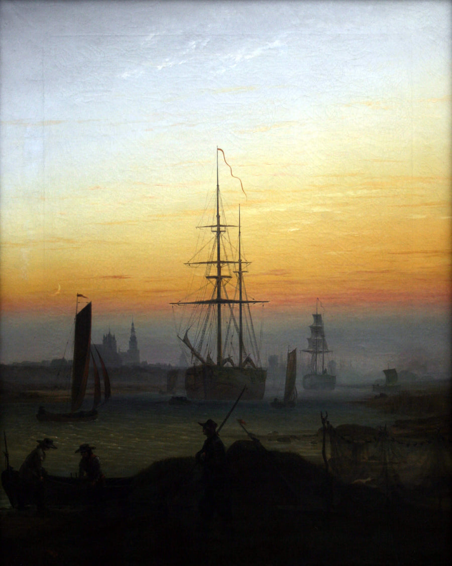 Navires dans le port de Greifswald - Caspar David Friedrich