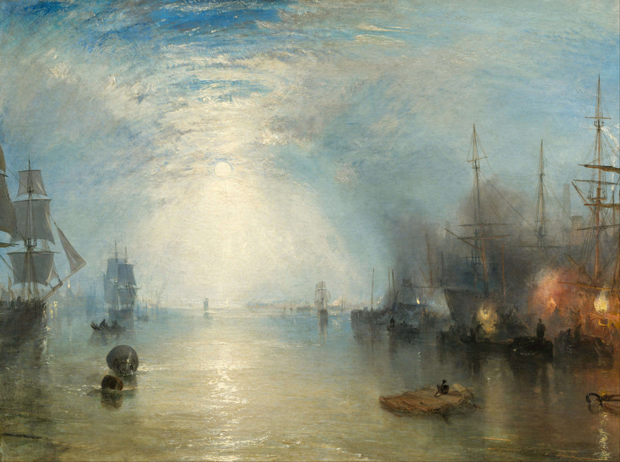 The keelboats raising the coals in the moonlight - William Turner