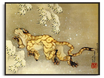 Tiger im Schnee - Hokusai