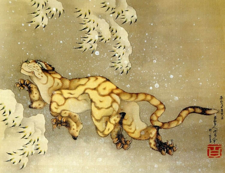 Tiger in the snow - Hokusai