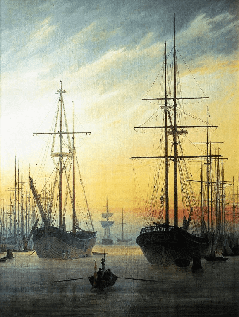 Ansicht eines Hafens - Caspar David Friedrich
