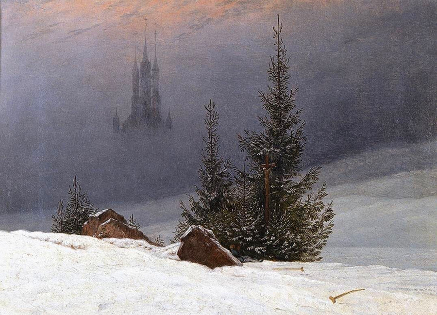 Paysage d'hiver avec une église - Caspar David Friedrich