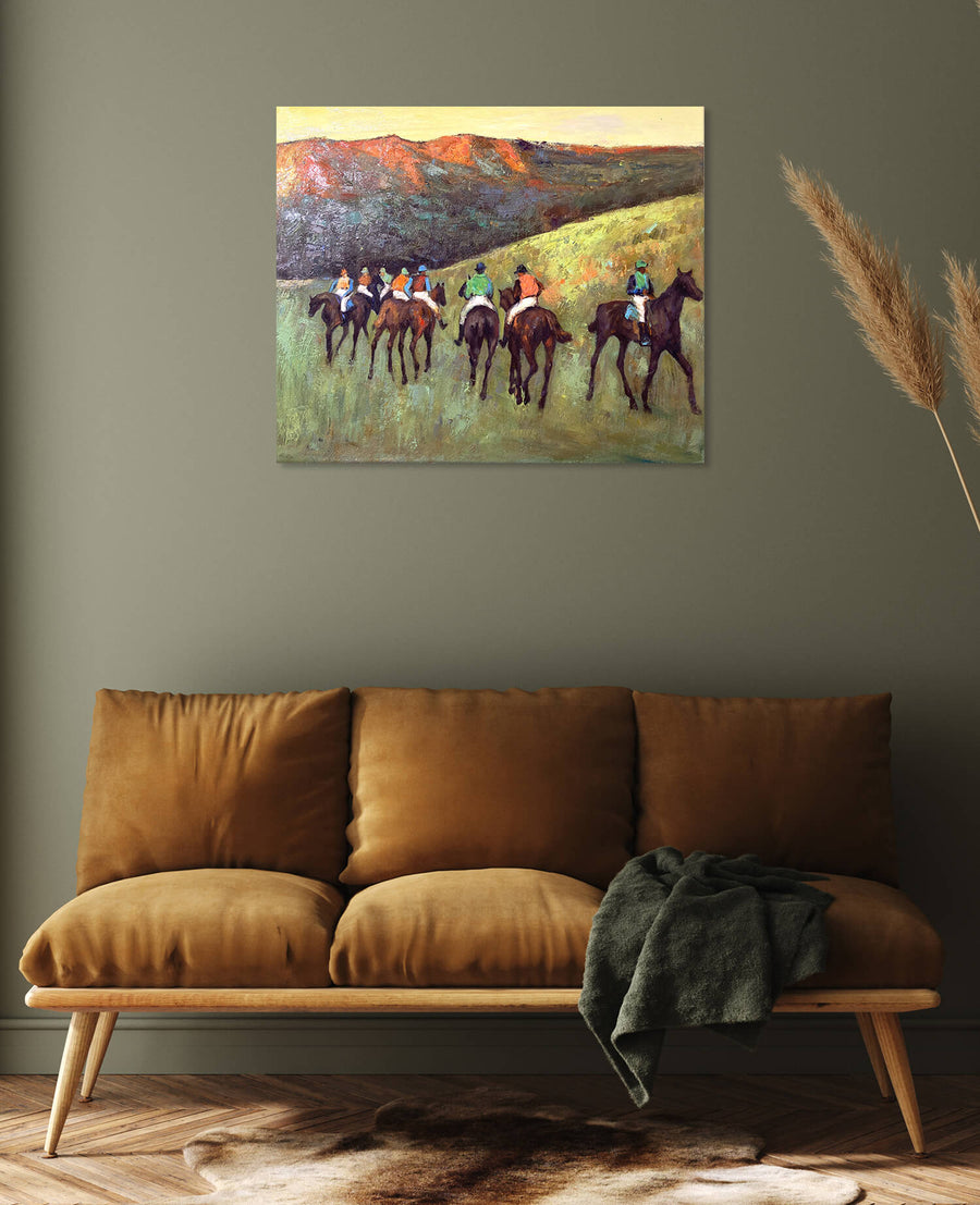 Pferderennen in einer Landschaft - Edgar Degas