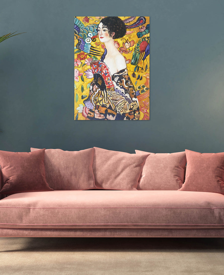 La dame à l éventail - huile sur toile de Gustav Klimt en reproduction La dame à l éventail - huile sur toile de Gustav Klimt en reproduction