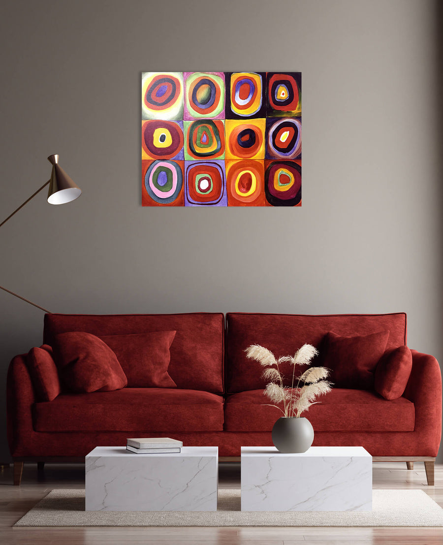 Étude de couleurs, carrés avec cercles concentriques - Vassily Kandinsky