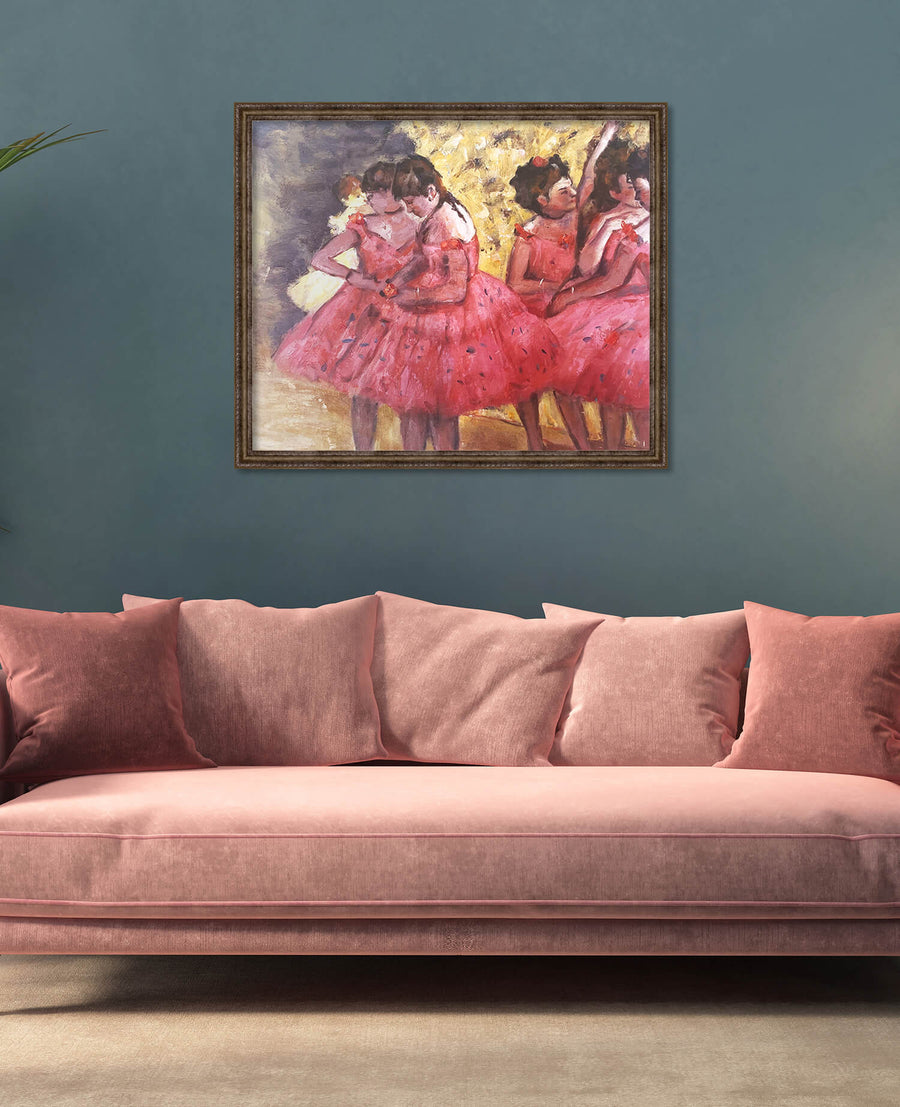 Die rosa Tänzerinnen vor dem Ballett - Edgar Degas