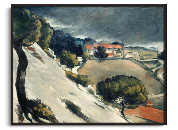 OverstockArt Cezanne Melting Snow Fontainebleau with Black Satin King hot Frame Oil