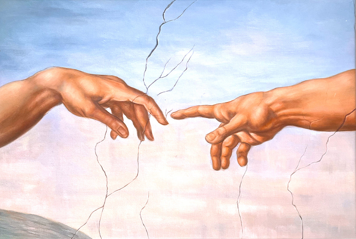 Reproduction of The Creation of Adam, detail by Michelangelo