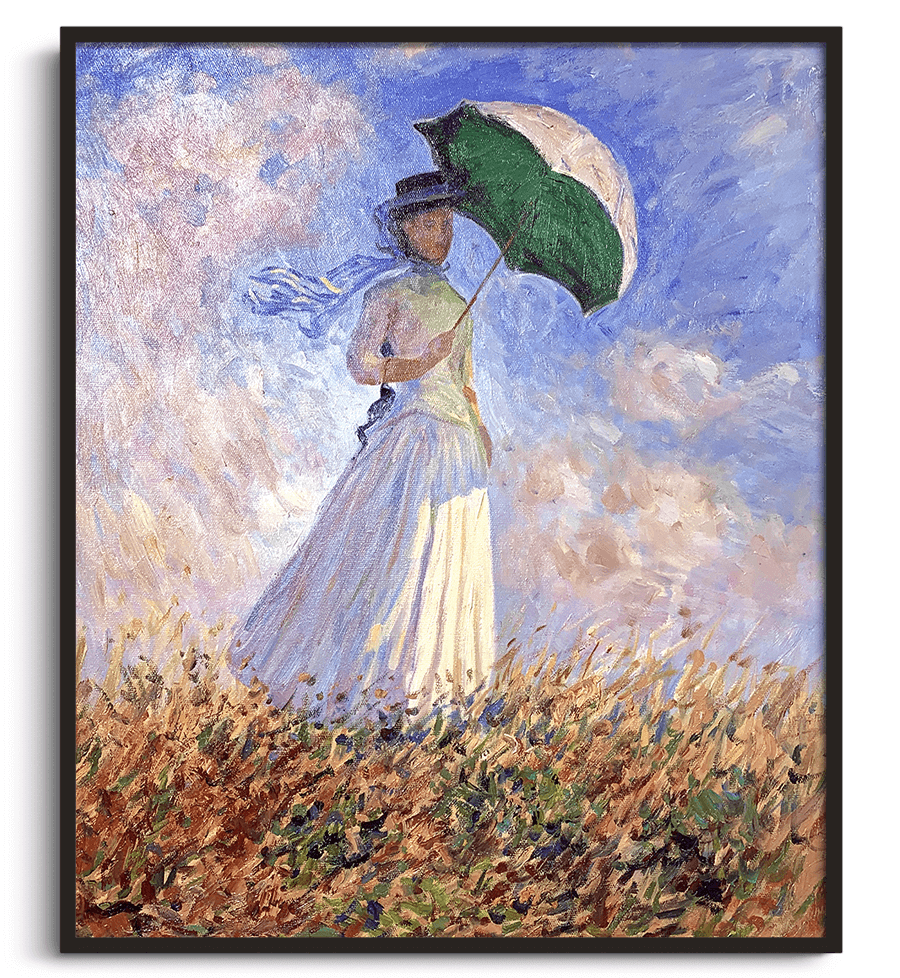 Frau mit Sonnenschirm nach rechts gewandt - Claude Monet