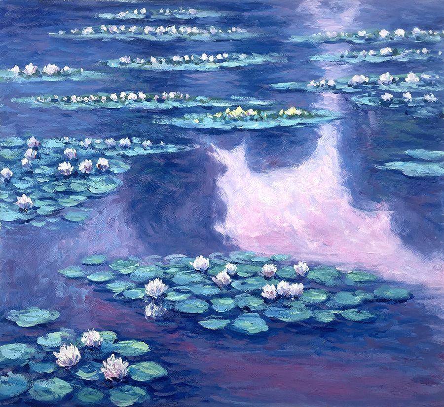Ensemble de sets de table en lin nymphéas Monet, art impressionniste - France Ensemble de sets de table en lin nymphéas Monet, art impressionniste - France
