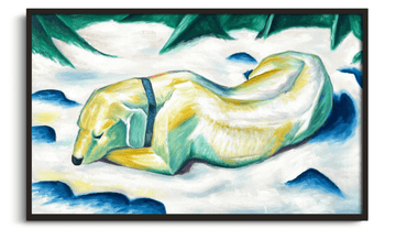 Dog lying in the snow - Franz Marc